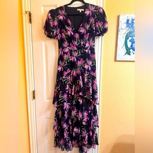 Purple + Pink Flower Long Layered Dress
